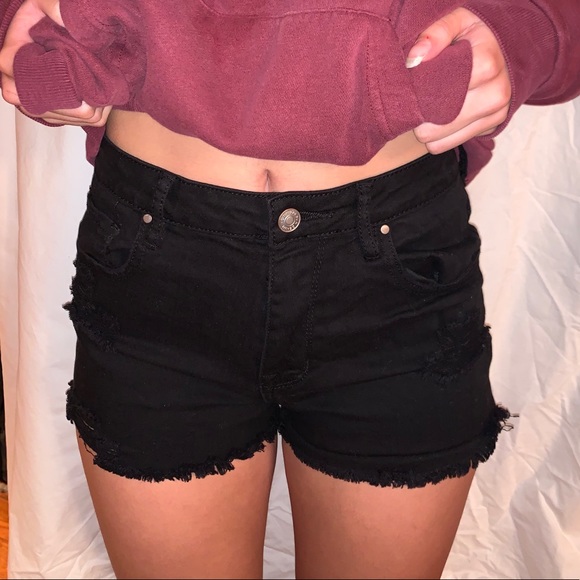 PacSun high rise denim black shorts - Picture 3 of 3
